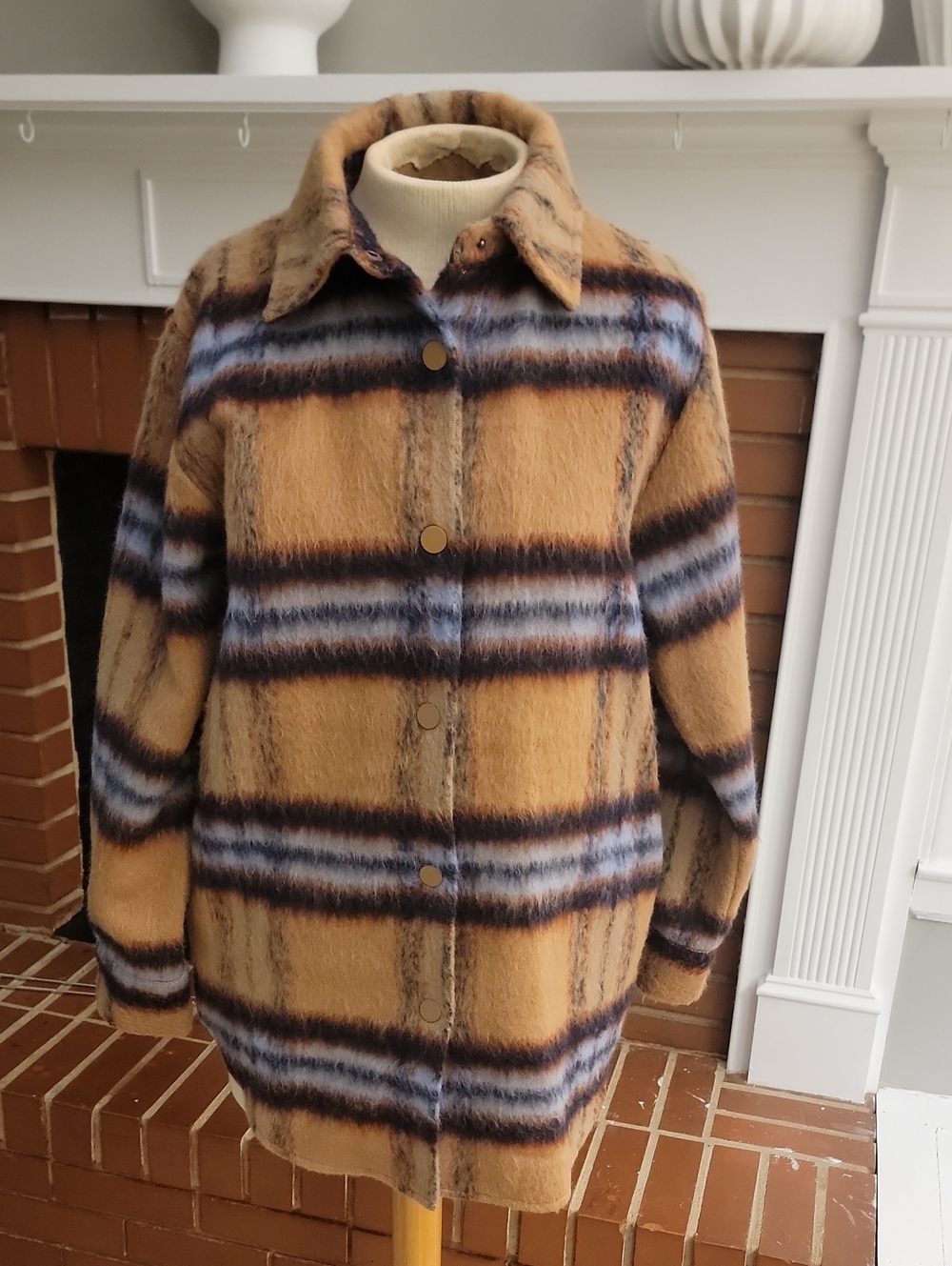 Steve Madden Tan and Blue Plaid Jacket